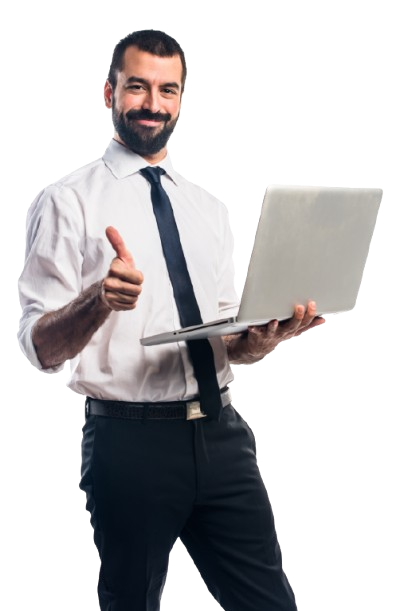 Construction professional with laptop